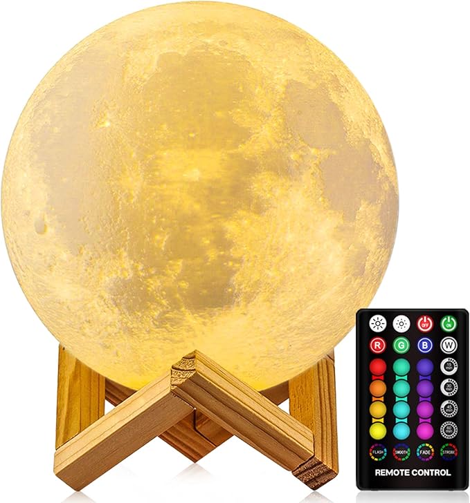 GDPETS Moon Lamp, 16 Colors Moon Night Light with Stand & Remote &Touch Control and USB Rechargeable Decorative Light Up Moon Lamp for Baby Kids Lover Birthday Party Gifts(4.8 inch)