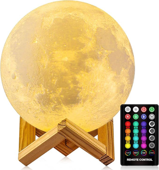 GDPETS Moon Lamp, 16 Colors Moon Night Light with Stand & Remote &Touch Control and USB Rechargeable Decorative Light Up Moon Lamp for Baby Kids Lover Birthday Party Gifts(4.8 inch)