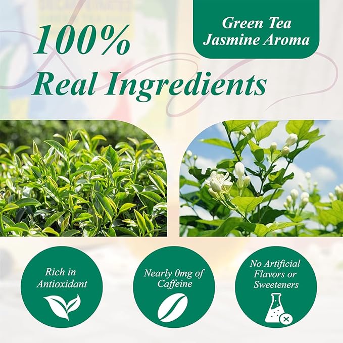 WT WEETEE Decaf Jasmine Green Tea Loose Leaf, 110+ Cups, Made of CO2-Decaffeinated Green Tea Leaves with Natural Jasmine Aroma, 228g /8oz