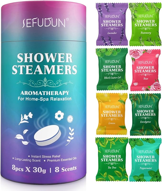 Shower Steamers Aromatherapy, Premium Long-Lasting Shower Bombs, 8 Natural Scented Shower Tablets, Individually Foil Packaged for Freshness