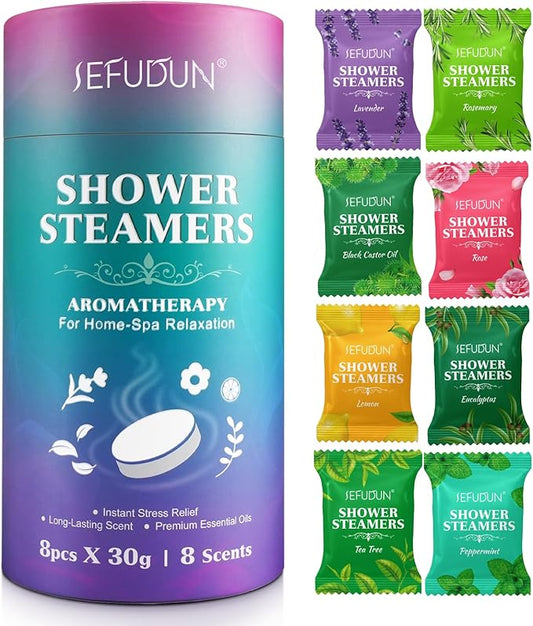 Shower Steamers Aromatherapy, Premium Long-Lasting Shower Bombs, 8 Natural Scented Shower Tablets, Individually Foil Packaged for Freshness