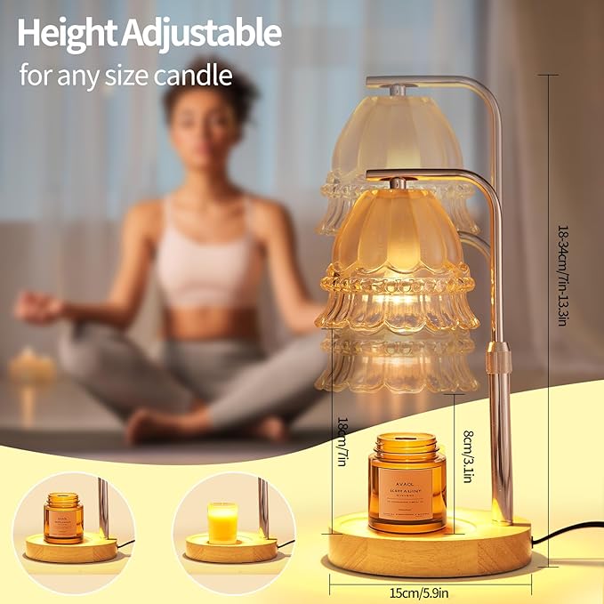 Candle Warmer Lamp Dimmable Wax Melt Warming Lamp with Timer Scented Wax Candle in Jar During Bathing & Yoga & Meditation with 2 Bulbs Home Decor Gift for Female (lace Skirt)