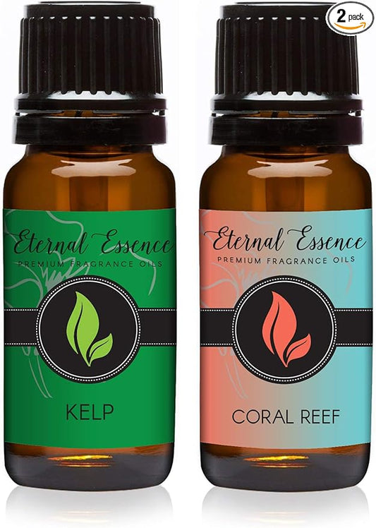Eternal Essence Oils 2 Pack 10ml Premium Fragrance Oil - Coral Reef & Kelp - for Candle, Soap Making, Aromatherapy, Diffusers, Home Care, & Humidifiers