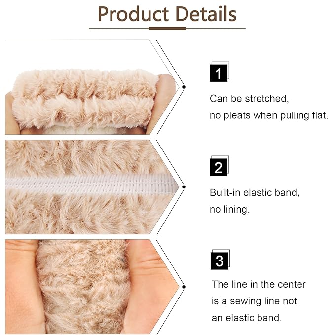 VELSCRUN Spa Headband, Makeup Face Wash Skincare Headbands, 5 Pcs Sponge Get Ready Bear Ears Hairband Facial Wristband Hair Clip Set, Stuff for Teen Girls Women Trendy Fashion Hair Accessories Brown