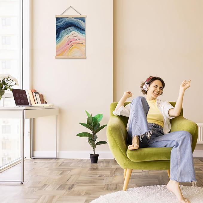 Exqcom Inhale Exhale Mental Health Wall Decor, Mental Health Wall Art Poster, Therapy Office Decor, Inspirational Posters for Classroom School Counselor Counseling Therapy Office, 12x16 Inches