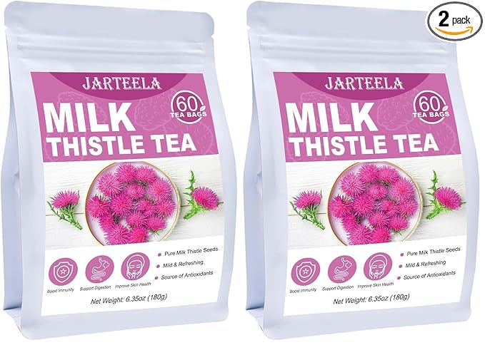 Jarteela - Milk Thistle Tea Bag, 3g x 60 Count - Pure Milk Thistle Seeds - Natural Herbal Tea Bags - Non-GMO - Caffeine-free Tea (Pack of 2)