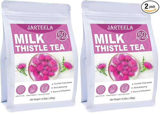Jarteela - Milk Thistle Tea Bag, 3g x 60 Count - Pure Milk Thistle Seeds - Natural Herbal Tea Bags - Non-GMO - Caffeine-free Tea (Pack of 2)
