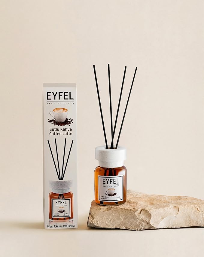 EYFEL Reed Diffusers for Home – Coffee Latte Reed Diffuser Set 4.05 fl oz Oil Diffuser Sticks, Bathroom Diffuser, Oil Reed Diffuser, Scented Sticks, Oil Diffuser Sticks, Authentic