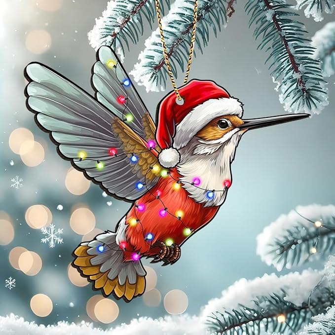 2 Side Printed Hummingbird Wooden Christmas Ornaments 2025, Keepsake for Women, Men and Friends, Bird Christmas Tree Ornaments, Animal Christmas Tree Decorations
