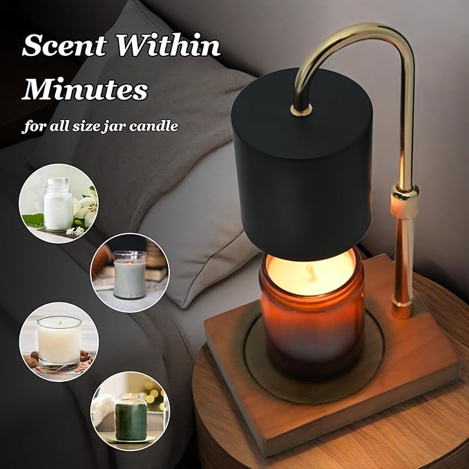 Candle Warmer Lamp Timer - Electric Candle Lamp Warmer, Birthday Gifts for Women, for Mom, House Warming Gifts New Home, Candle Warmer for Jar Candles with 2 Bulb GreyBlack