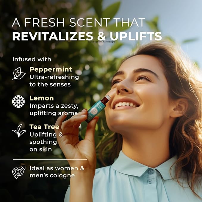 Gya Labs Breathe Essential Oil Roll On - 0.34 Fl Oz - Travel Size Roller for Camping, Skin, Aromatherapy Relief, Convenience