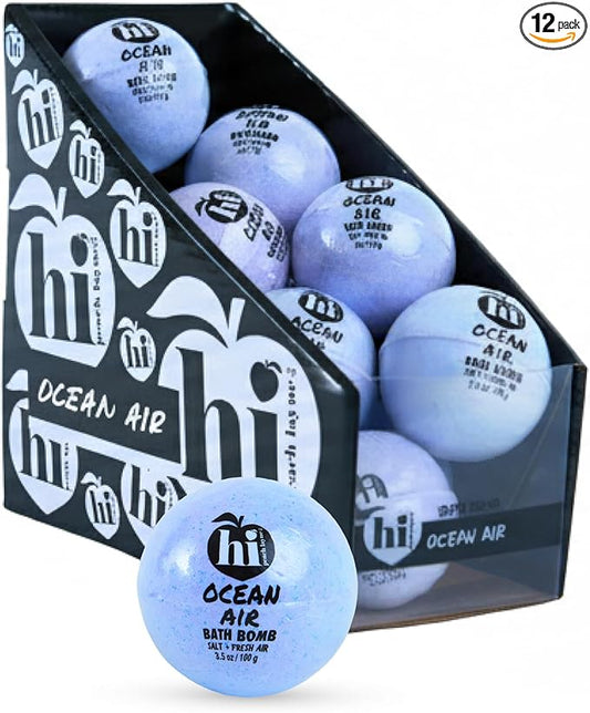 Hi Peach Layne Ocean Air Bath Bombs 12-Pack (3.5 oz Each) – Vegan, Clean Beauty Spa Gifts for Women & Kids, Fun Fizzing Bath Bombs for Girls