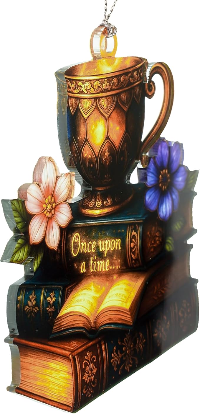 Book ornament - Book-lover gifts for women | Teacher | Librarian - Book ornaments for christmas tree - Christmas ornament 2025 - White elephant gifts - Xmas Tree Funny Decoration, Exchange