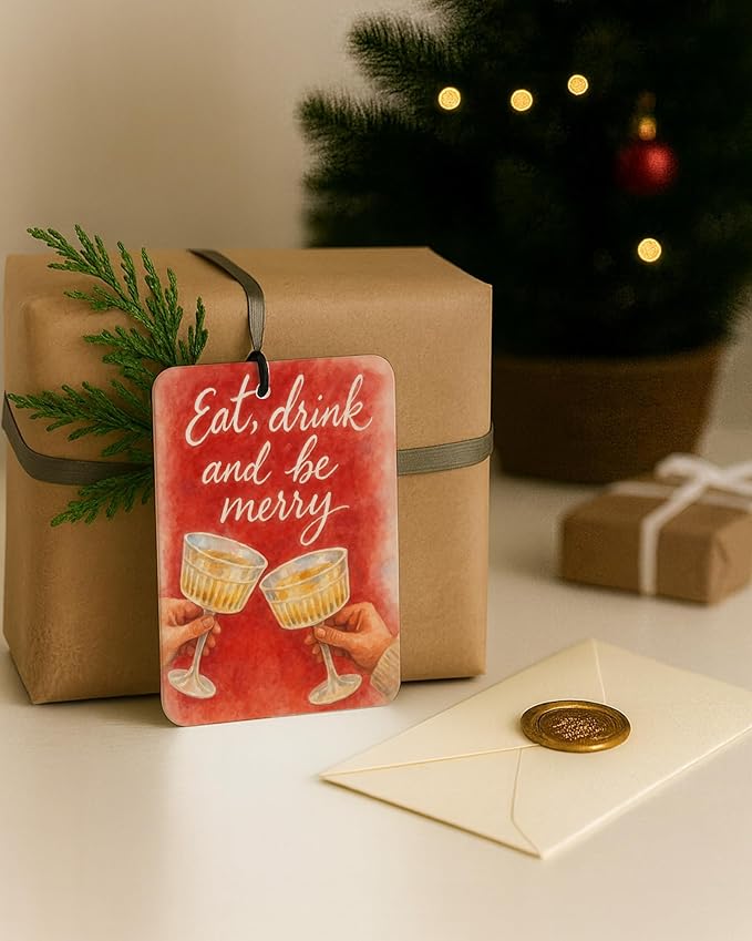 Green and Red Christmas Berry Air Freshener 4 Pcs, Green Xmas Tree Fa La La Alcohol Lover Hanging Air Freshener for Kitchen Bar Cars, Christmas Car Accessories Mirror Decor for Women Men