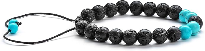 Hamoery Men Women 8mm Lava Rock Aromatherapy Anxiety Essential Oil Diffuser Bracelet Braided Rope Natural Stone Yoga Gifts Beads Bracelet Bangle-21017