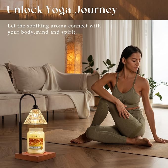 Candle Warmer Lamp with Dimmer, 2H/4H/8H Timer, Compatible with Yankee Candle Large Jar Candle, Home Decor Gift for her, Birthday Gift for mom, Home Scented Jar Candles Heater (Black Wood)