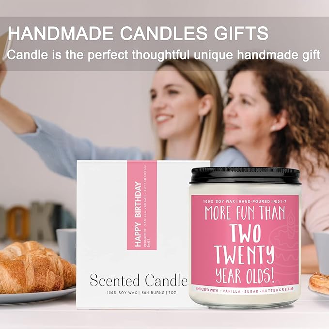 40th Birthday Gifts for Women, Perfect Birthday Present, Funny Presents for Mom, Friends, Wife, Sister, 7oz Vanilla Cream-Scented Candle