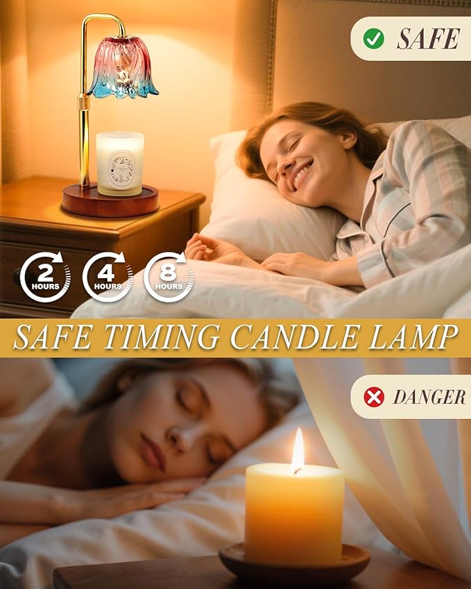 Flower Candle Warmer Lamp with Timer Dimmable, Candles Warming Lamp Height Adjustable, Christmas Gifts for Women, Candle Warmer Light for Jar Candles, Housewarming Gift, House Warming Gifts New Home