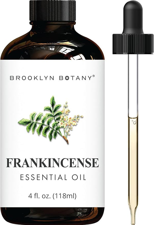 Brooklyn Botany Frankincense Essential Oil - Huge 4 Fl Oz - 100% Pure and Natural - Premium Grade with Dropper - for Aromatherapy and Diffuser