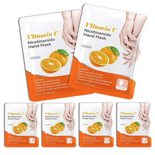 Hand Masks, 6 Pairs Hydrating Exfoliating Hand Peeling Mask, Smooth Hand Masks Moisturizing Gloves Overnight for Dry, Rough, Cracked Hands, Hand Skin Moisturizer Glove for Women Men（D