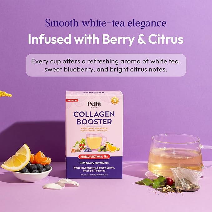 White Tea, Blueberry, Rosehip, Lemon, Tangerine, and Botanical Extracts Herbal Drink – Vegan, Kosher – Non-GMO & Low-Caffeine – Rich in Antioxidants – Breakfast Beverage for Healthy Glow (25 Tea Bags)