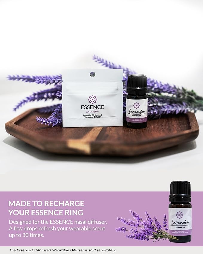 Essence Lavender Essential Oil – Pure & Therapeutic Grade – Perfect for Aromatherapy, Diffusers & Recharging Essence Nasal Diffuser Rings – Natural Stress & Mood Support (5mL)