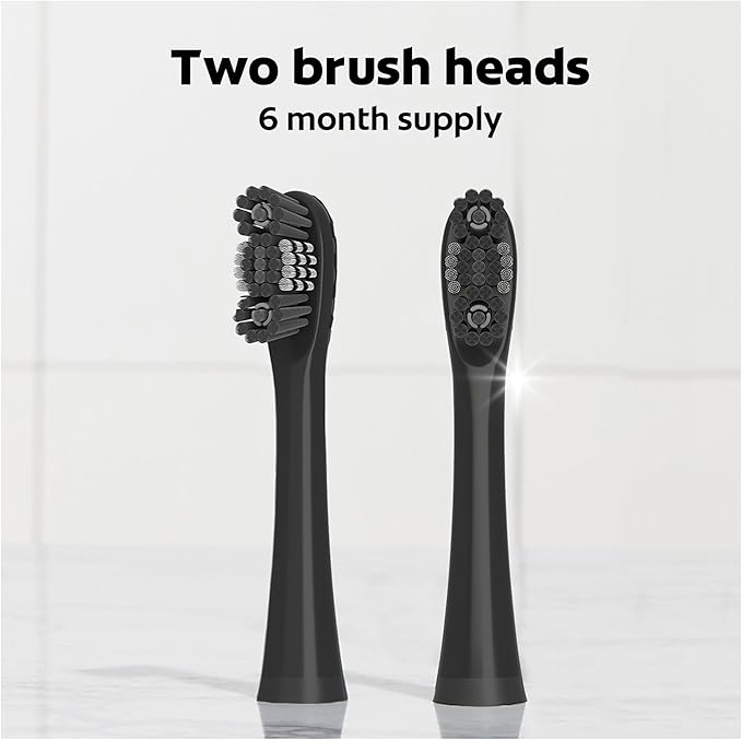 Colgate 360 Power Charcoal Replacement Toothbrush Heads, Works with Any 360 Battery Toothbrush, Features Soft Bristles and a Rubber Polisher on Each Replacement Head, 2 Pack