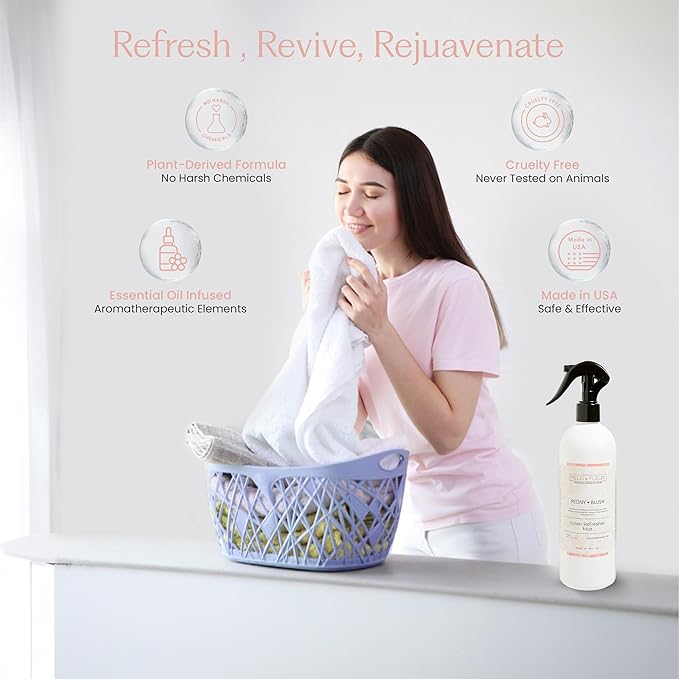 FIELD FLEUR Peony Blush Linen & Room Spray 15.5 oz - Aromatic & Refreshing Bedding & Fabric Mist - Air Freshener for Clothes & Sofas - Notes of Peony, Geranium & Ylang-Ylang - Made in USA