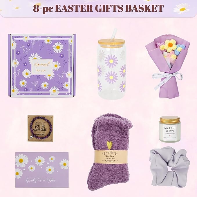 Gift Baskets for Women, Gifts for Women, Mom, Wife, Girlfriend, Sister, Her - Happy Birthday, Christmas, Valentine's Day, Mothers Day Gifts (Purple)