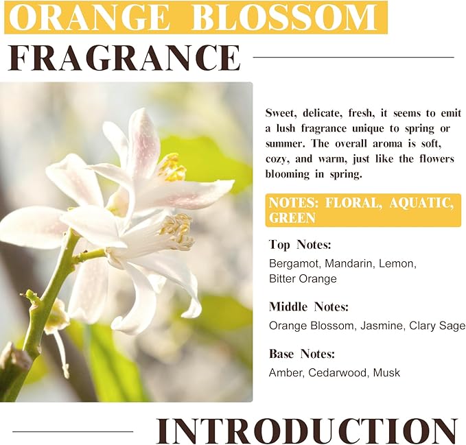 EUQEE Orange Blossom Fragrance Oils, 2.02 Fl oz/60ml Essential Oils with Glass Dropper for Diffusers, Soap Candle Making, Aromatherapy
