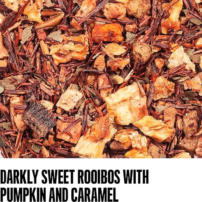 August Uncommon Psychocandy Loose Leaf Tea – Roasted Pumpkin Caramel South African Rooibos Tea – Vegan, Gluten-Free & Non-GMO – Creamy Caramel Flavor for Bedtime – Resealable 3.5oz Tin (28-56 Cups)