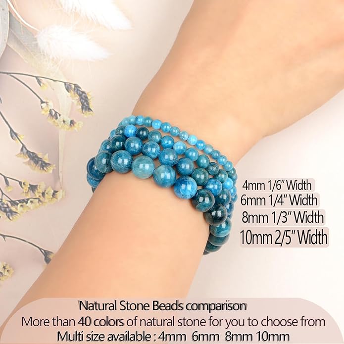 LPBeads Handmade Natural Gemstone Stretch Elastic Bracelet Healing Crystal Round Stone Beads Jewelry Gifts for Women Men