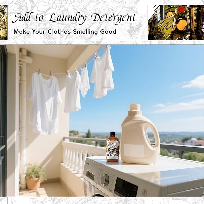 HIQILI Honeyed Sandalwood Fragrance Oil for Diffuser, Candle & Soap Making, Add to Dryer Balls, Lotion, Hotel Luxury Scents - 5.07 Fl Oz