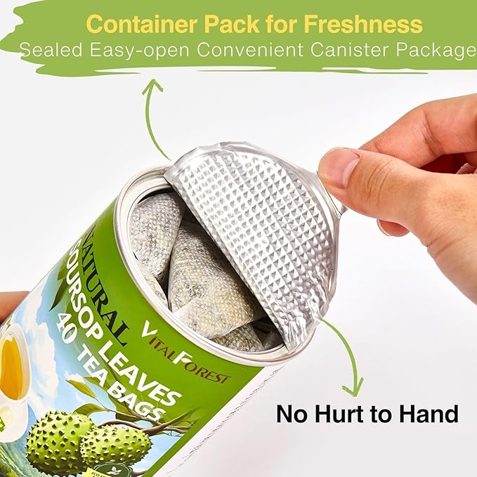 40 Soursop Leaves Tea Bags | Pure Graviola Leaf Tea for Relaxation, Sleep & Detox | Herbal te de Guanabana Tea