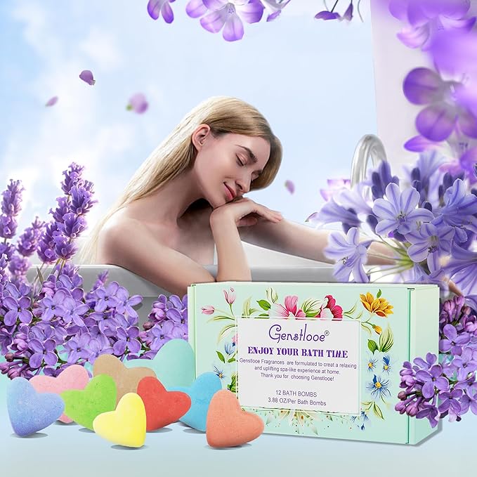 12 Pcs XXL Bath Bombs for Women Gift Set, Valentine's Day Bubble Bathbombs for Girlfriend, Her, Girls, Wife, Shea & Coco Butter Dry Skin Moisturize, SPA Relaxing Aromatherapy, Mothers Day Gift