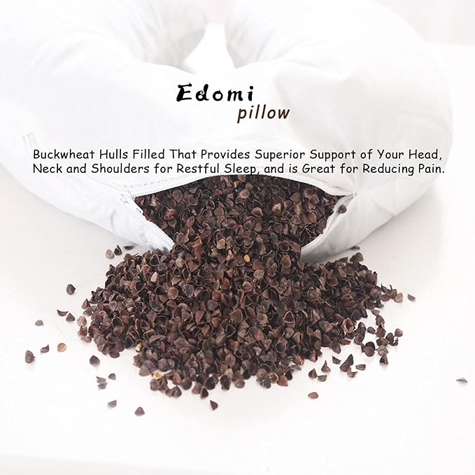 Buckwheat Neck Pillow, Comfortable U Shaped Travel Pillow Portable Pillow for Sleeping Recliner Chair Washable Pillowcase Buckwheat Hulls Filling (12x12 inch, Khaki)