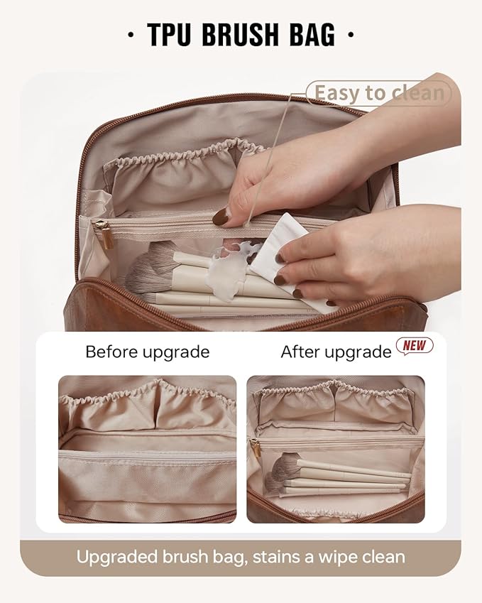 EACHY Travel Makeup Bag,Large Capacity Cosmetic Bags for Women,Waterproof Portable Pouch Open Flat Toiletry Bag Pattern Makeup Bag