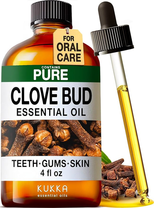 KUKKA Clove Essential Oils - 4 Fl Oz - for Hair, Skin, Diffuser, Aromatherapy & DIY Soap Making Scent