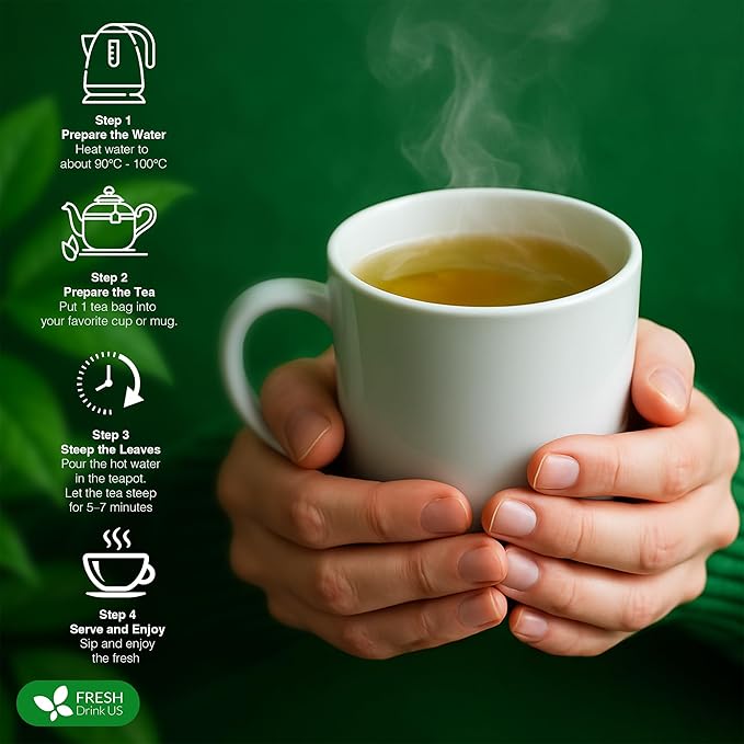 FreshDrinkUS, 24 Packs of Premium Herbal Kidney Support Tea – Ginseng Six Treasure Blend, 9 Powerful Ingredients, 10g/Bag – Men's Wellness Tea with Ginseng and Five Treasure Aid Root.