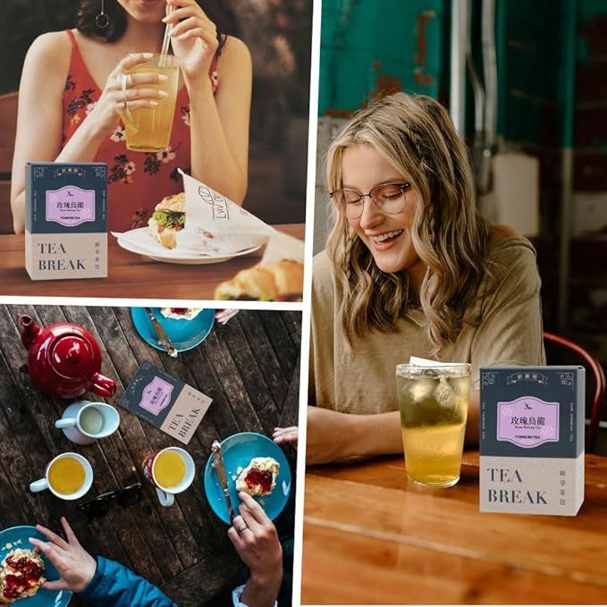 Fonming Tea- Rose Oolong Tea Bags – Individually Wrapped – Unsweetened, Light Floral Flavor – Hot or Cold Brew – Slimming & Refreshing Wellness Tea