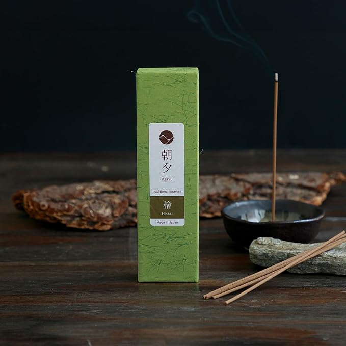 Asayu Japan Traditional Incense Sticks Hinoki Cypress Fragrance Scent (20gr) for Morning Meditation, Relax or Yoga, Made in Japan