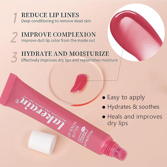 4 Color Glossy Lip Balm Butter Lip Gloss，Moisturizing Non Sticky High Shiny Finish Lip Glow Oil, Natural Plumping Lip Tint Lip Care & Repair Lip Mask for Soft & Smooth & Protect Dry Lip