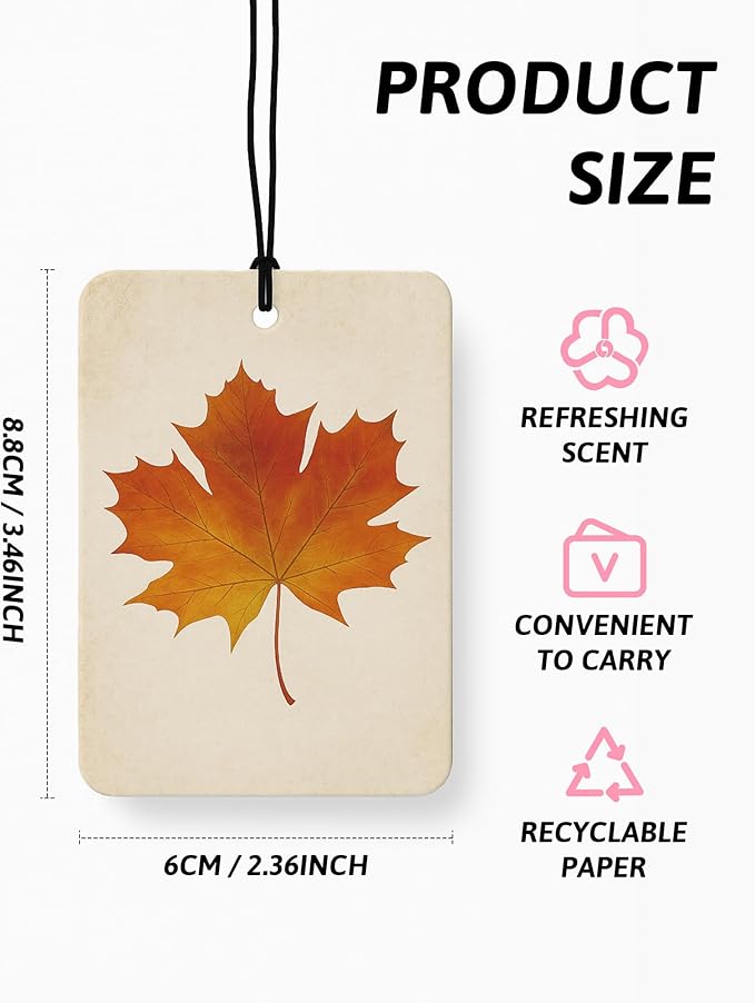 Vintage Fall Maple Leaf Car Air Freshener 4 Pcs, Retro Maple Leaf Autumn Hanging Air Freshener for Cars Closet Drawer Books, Fall Car Accessories Mirror Decor for Women