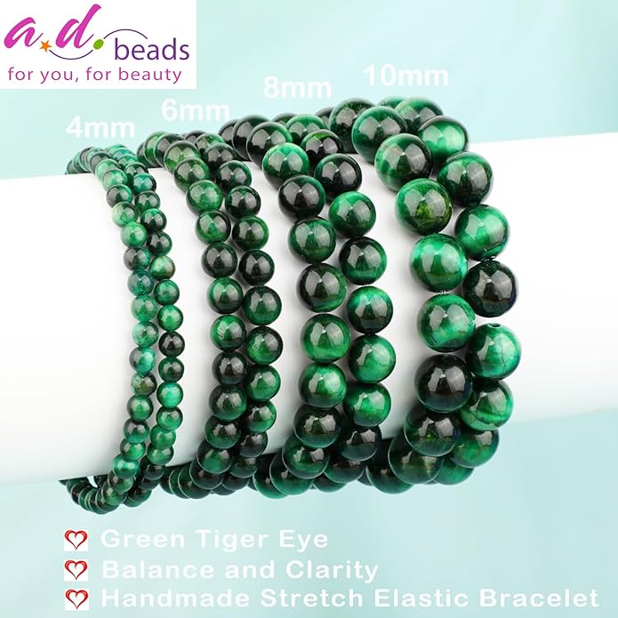 AD Beads 4mm6mm8mm10mm Handmade Bracelet - Natural Gemstone for Peace and Tranquility - Meditation, Yoga, Healing and Energy Gift for Unisex