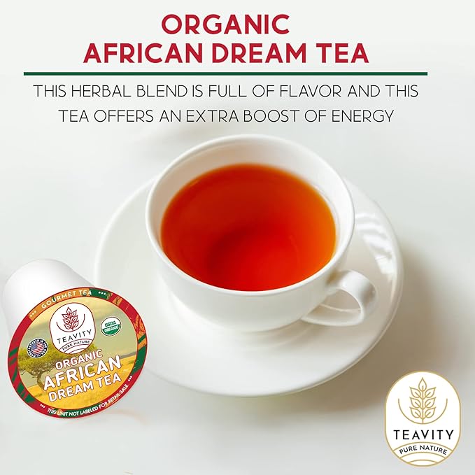 Organic Rooibos Tea Pods with Vanilla & Orange - Naturally Decaf Tea - African Dream by Teavity (24 Tea Pods)
