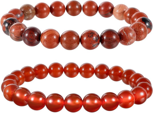Bivei Natural Gemstone Semi Precious Healing Crystals Handmade Stretchy Round Beads Bracelet, Enhance Positive Energy