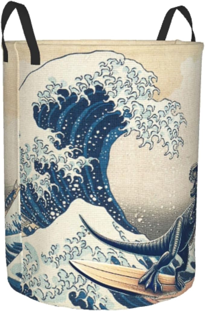 Laundry Basket Wave Collapsible Large Capacity, Dirty Clothes Basket Durable Lightweight Hamper With Handles Ideal For Clothes, Toys Home Organization