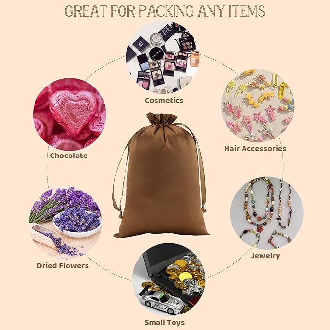 Gold Satin Cloth Gift Bags, 30Pcs 6x9 with Drawstring, For Wedding, Birthday, Halloween Party, or Toga Party Favors, Greek Gold Wreath Crown, Hangover Kits or Jewelry