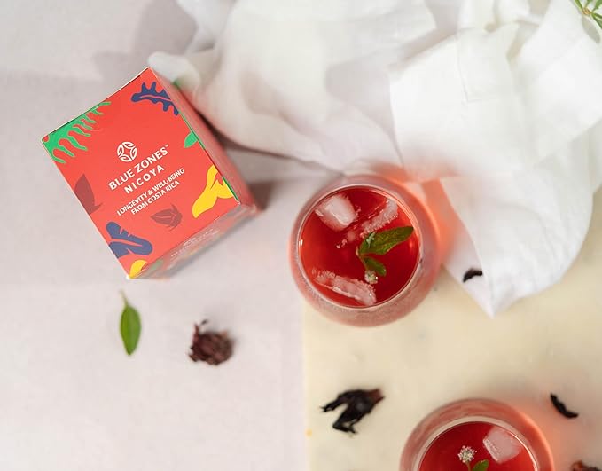 Blue Zones Nicoya - Lippia Alba & Hibiscus Flavored Tea Bags - 100% Natural, Organic, and Refreshing - High Micronutrients - Gluten, Caffeine, Sugar-Free - Pack of 18 (1.59 oz/ 45 g)