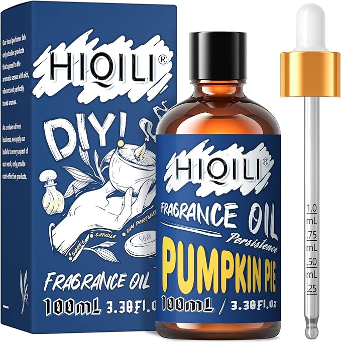 HIQILI Pumpkinpie Pure Scented Fragrance Essential Oil for Diffuser Candle Soap Perfume Lotion Shampoo Making, 3.38 Fl Oz
